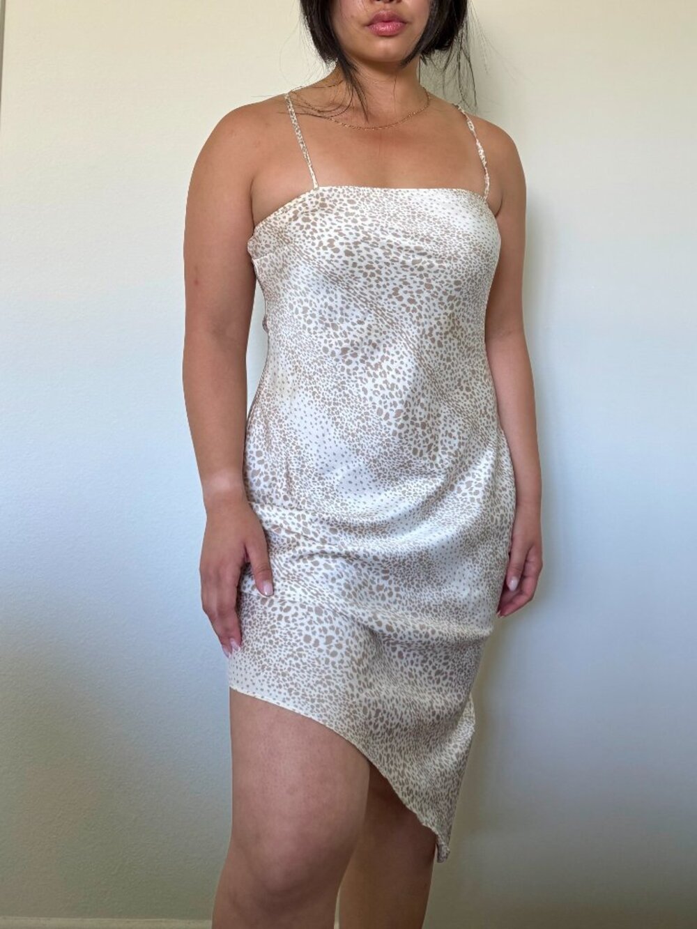 forever 21 satin cheetah print animal asymmetrical midi dress